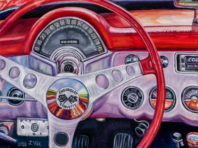 1957 Chevrolet Interior, painting by J. VAK