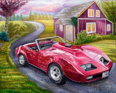 1973 Pontiac Firebird, painting by J. VAK