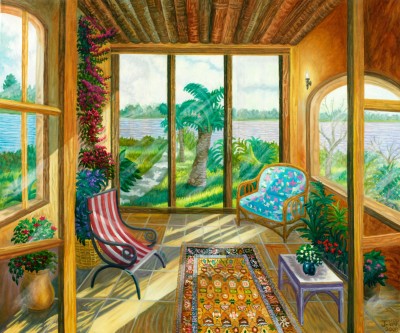 Patio View, painting by J. VAK