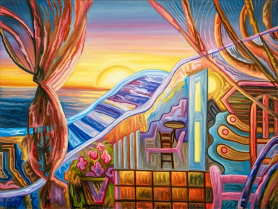 Sunset Stairway, painting by J. VAK