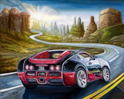 2014 Bugatti Veyron Fbg, painting by J. VAK