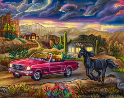 1973 Convertible Mustang, painting by J. VAK