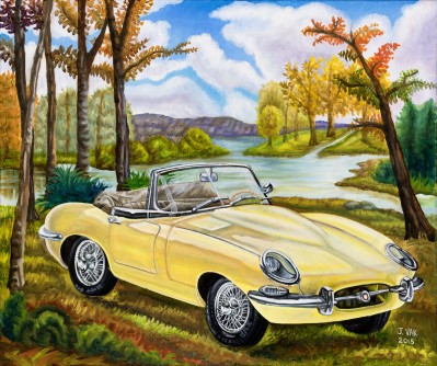 1967 Jaguar, painting by J. VAK
