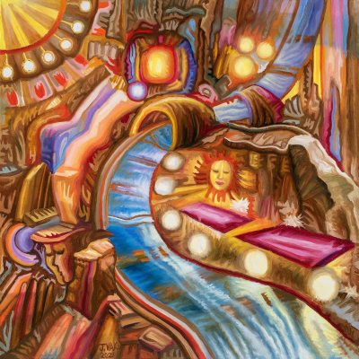 Cave Waterfall, painting by J. VAK