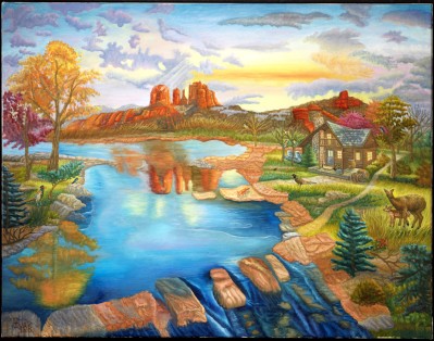 Cathedral Rock, painting by J. VAK