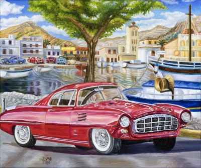 1954 Desoto Adventurer II Coupe, painting by J. VAK