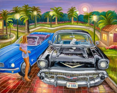 1957 Chevrolet Belle Aire, painting by J. VAK