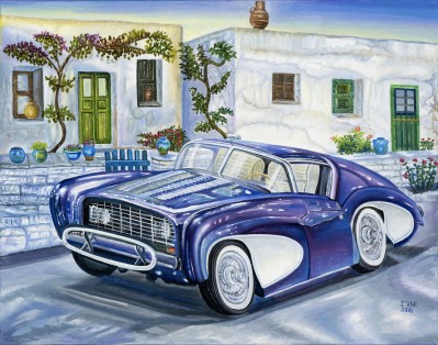 1955 Flajole Forerunner Coupe Concept, painting by J. VAK