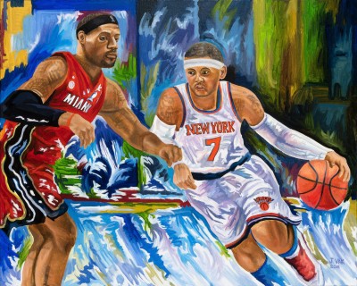 LeBron James and Carmelo Anthony, painting by J. VAK