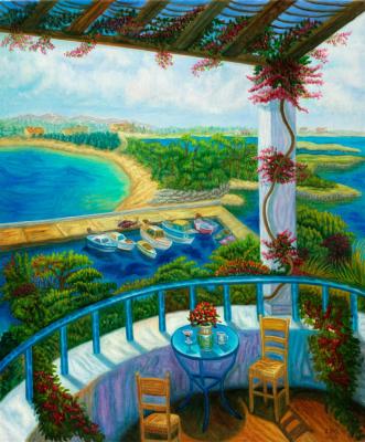 Skiathos, painting by J. VAK