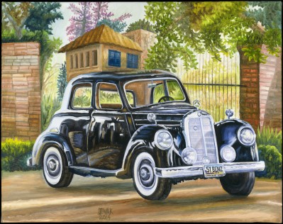 '51 Mercedes Benz, painting by J. VAK