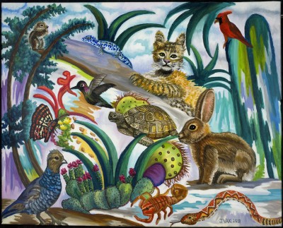 Desert Wildlife, painting by J. VAK