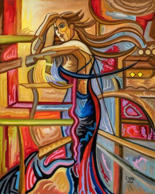 Standing Woman, painting by J. VAK