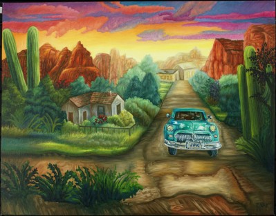 Desert Drive, painting by J. VAK