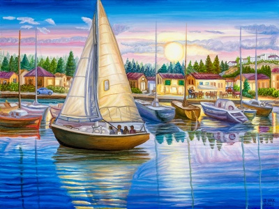 Fiscardo, painting by J. VAK