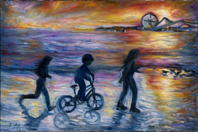Santa Monica Pier, painting by J. VAK