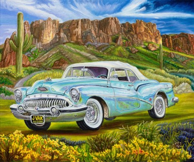 1953 Buick Skylark, painting by J. VAK