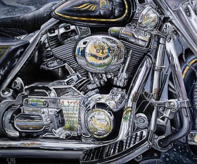 Harley Davidson Reflections, painting by J. VAK