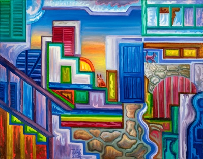 Two Cats, painting by J. VAK