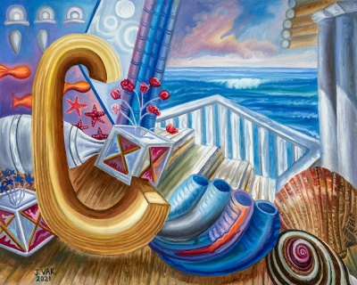 Seashells on the Balcony, painting by J. VAK