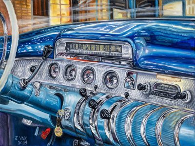 1955 Buick Interior, painting by J. VAK