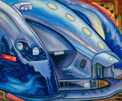 Automotive Walk in the Woods, painting by J. VAK