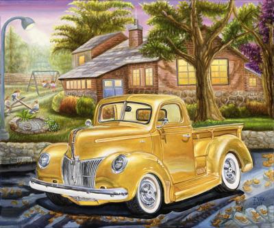 1940's Pickup Truck, painting by J. VAK