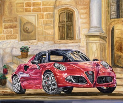 Alfa Romeo 4C Spider, painting by J. VAK
