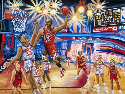Michael Jordan Scores Again!, painting by J. VAK