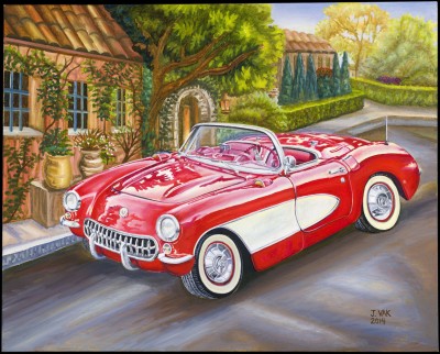 1956 Chevrolet Corvette, painting by J. VAK